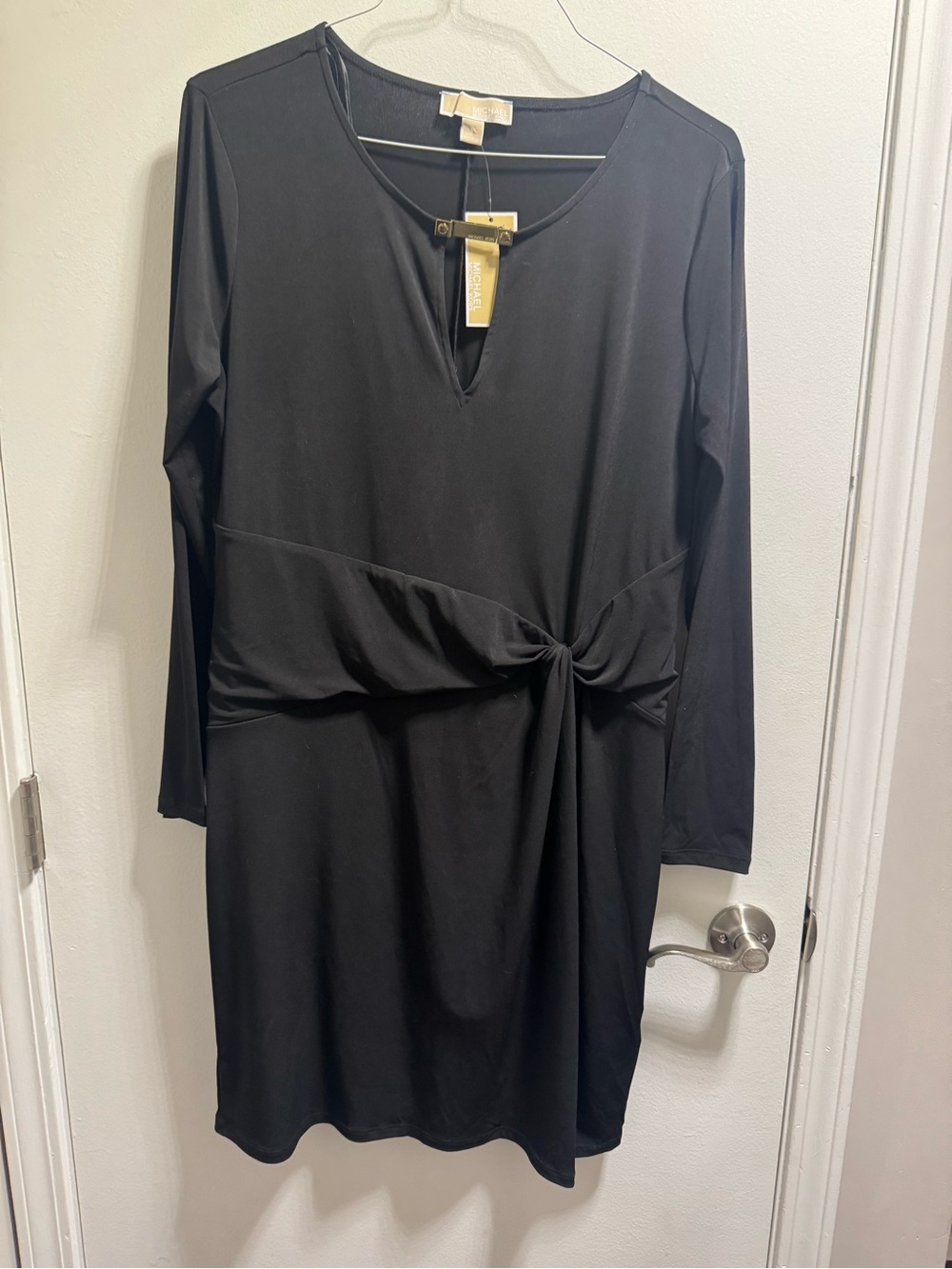 *MICHAEL Michael Kors Black Long Sleeve Twist-Waist Dress